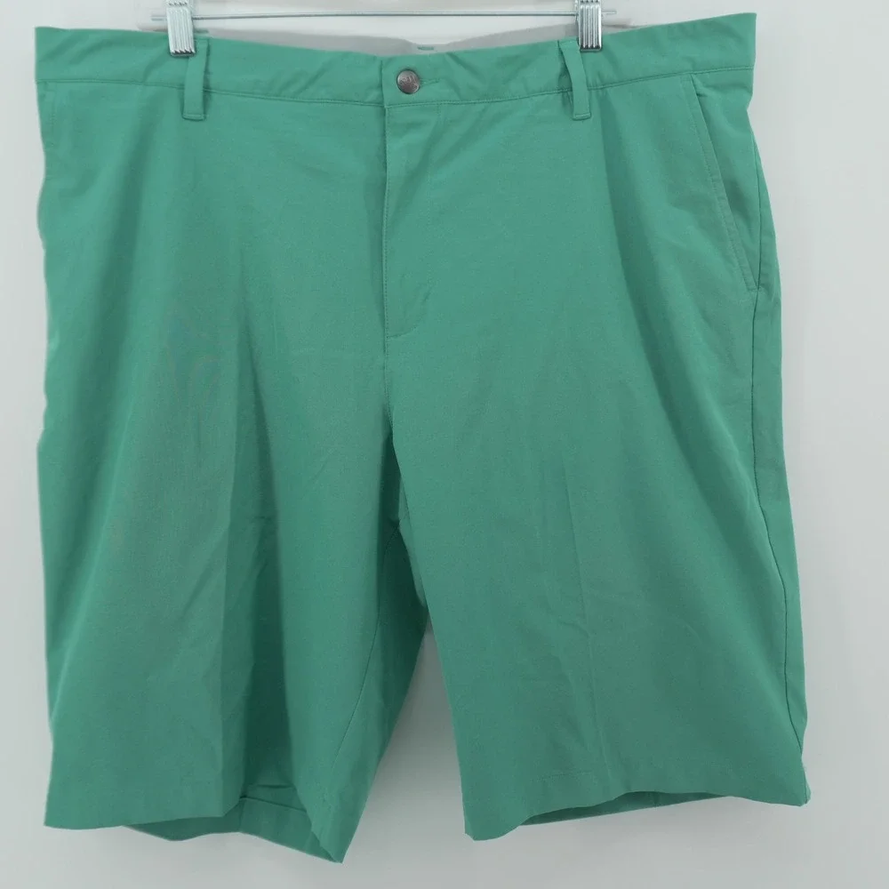 Adidas Golf Shorts Mens 40 Green Flat Front Performance Gripper Waistband